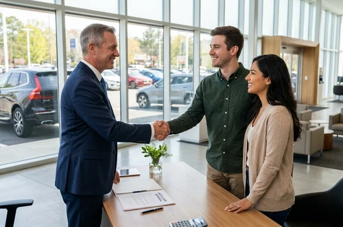 Meridian loan advisor reviewing documents with client